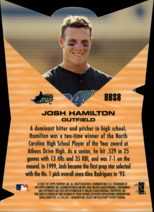 2000 Bowman's Best Selections #BBS8 Josh Hamilton back image