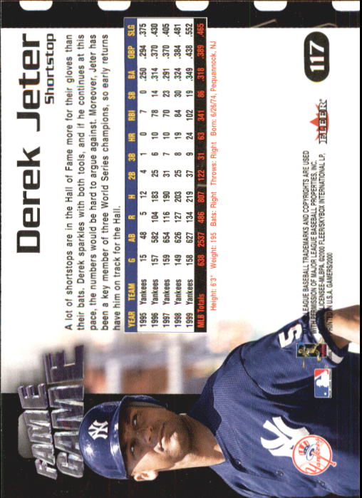 2000 Fleer Gamers #117 Derek Jeter FG back image