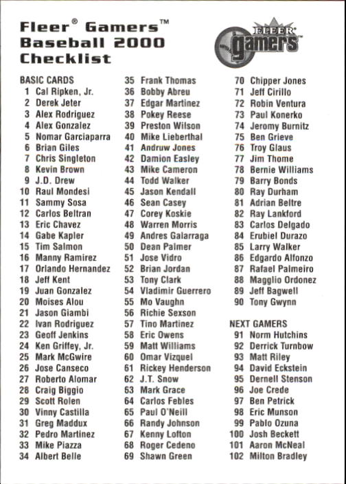 2000 Fleer Gamers #S3 Alex Rodriguez Sample