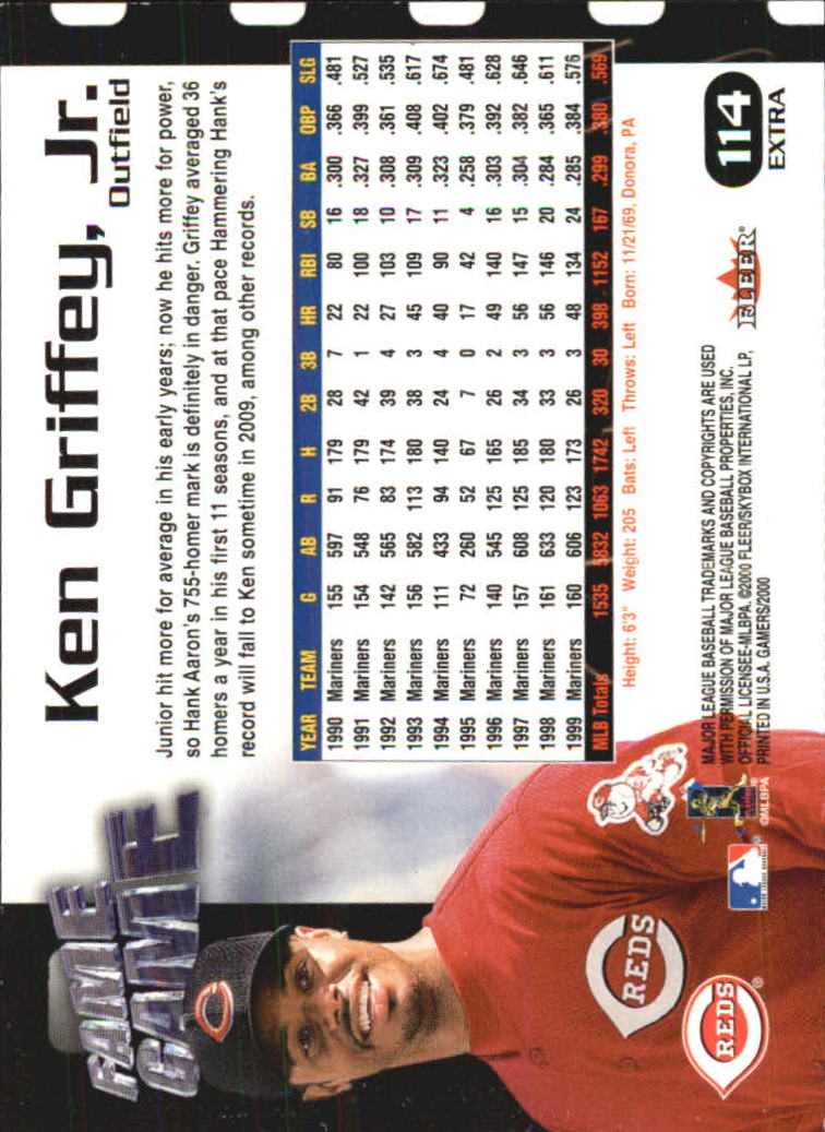 2000 Fleer Gamers Extra #114 Ken Griffey Jr. FG back image