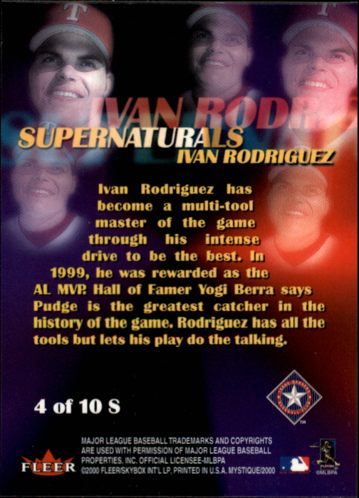 2000 Fleer Mystique Supernaturals #4 Ivan Rodriguez back image