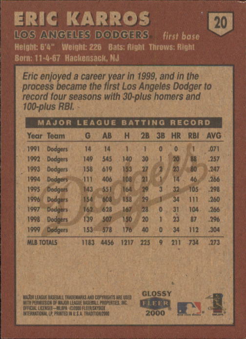 A2321- 2000 Fleer Tradition Glossy BB Cards 1-250 -You Pick- 15+ FREE US SHIP - Picture 38 of 473