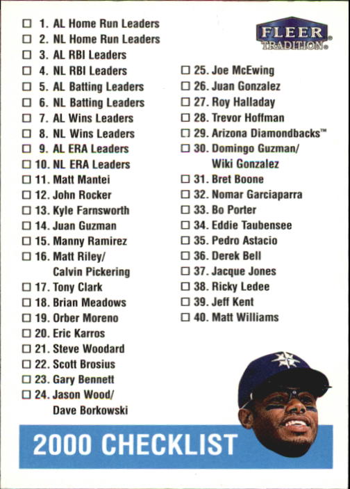 2000 Fleer Tradition Glossy #49 Checklist/K.Griffey Jr.