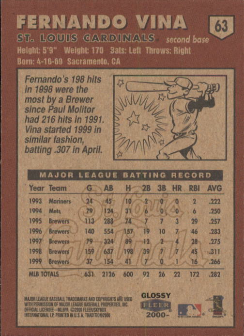 A2321- 2000 Fleer Tradition Glossy BB Cards 1-250 -You Pick- 15+ FREE US SHIP - Picture 121 of 473