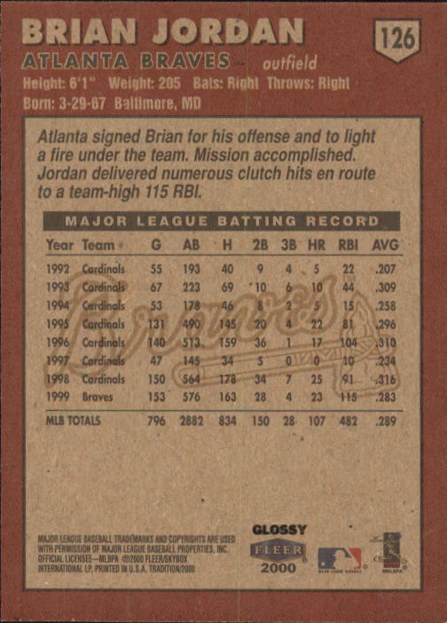 A2321- 2000 Fleer Tradition Glossy BB Cards 1-250 -You Pick- 15+ FREE US SHIP - Picture 242 of 473