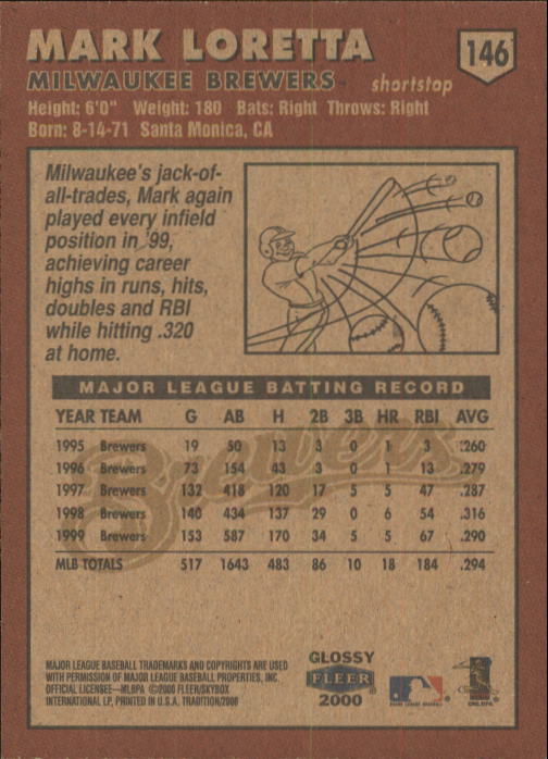 A2321- 2000 Fleer Tradition Glossy BB Cards 1-250 -You Pick- 15+ FREE US SHIP - Picture 278 of 473