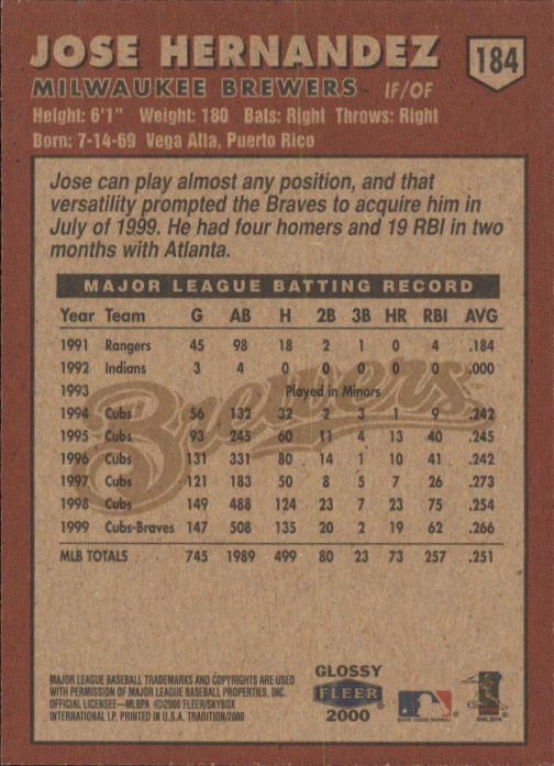 A2321- 2000 Fleer Tradition Glossy BB Cards 1-250 -You Pick- 15+ FREE US SHIP - Picture 347 of 473