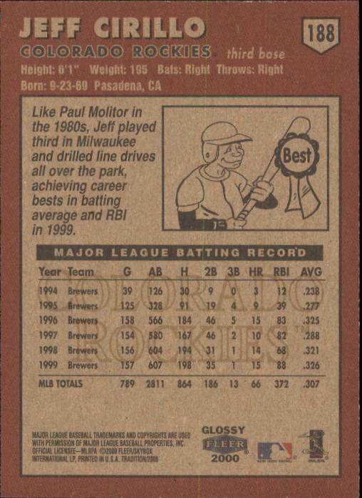 A2321- 2000 Fleer Tradition Glossy BB Cards 1-250 -You Pick- 15+ FREE US SHIP - Picture 355 of 473