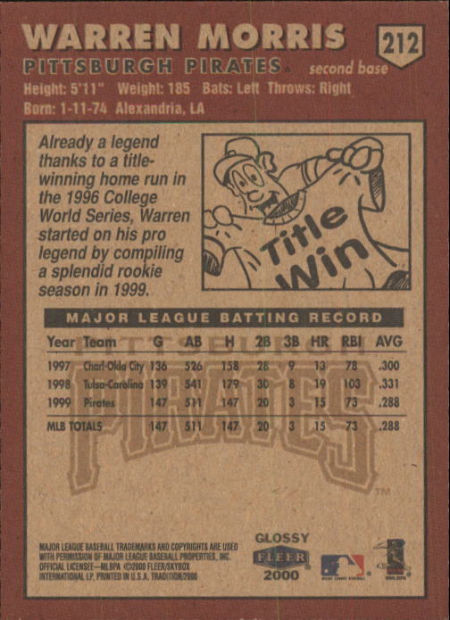 A2321- 2000 Fleer Tradition Glossy BB Cards 1-250 -You Pick- 15+ FREE US SHIP - Picture 399 of 473