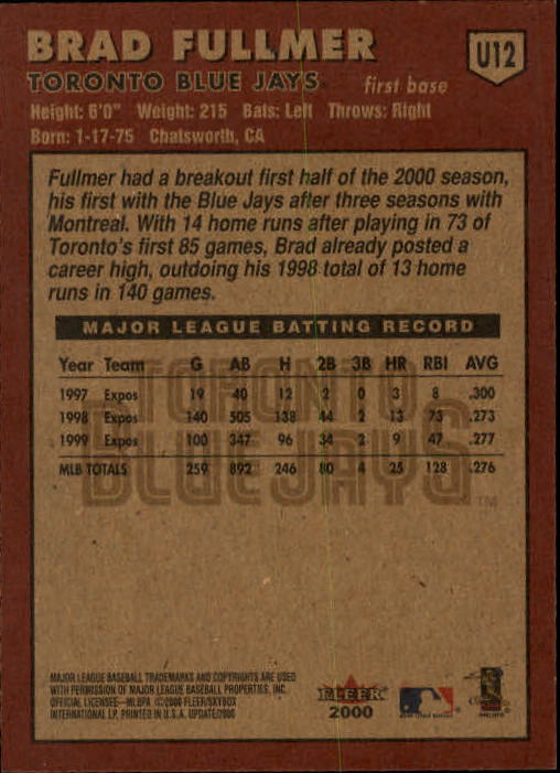 2000 Fleer Tradition Update Baseball "Main Set" Base Cards - Picture 23 of 297