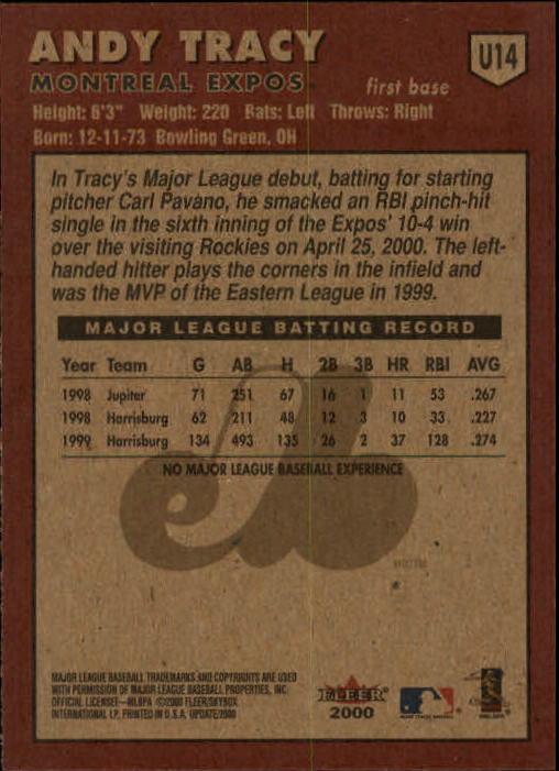 2000 Fleer Tradition Update Baseball "Main Set" Base Cards - Picture 27 of 297