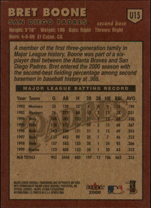 2000 Fleer Tradition Update Baseball "Main Set" Base Cards - Picture 29 of 297
