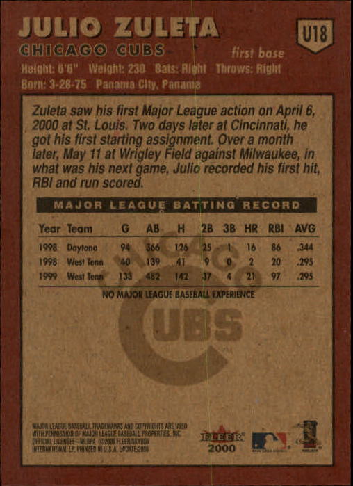 2000 Fleer Tradition Update Baseball "Main Set" Base Cards - Picture 35 of 297