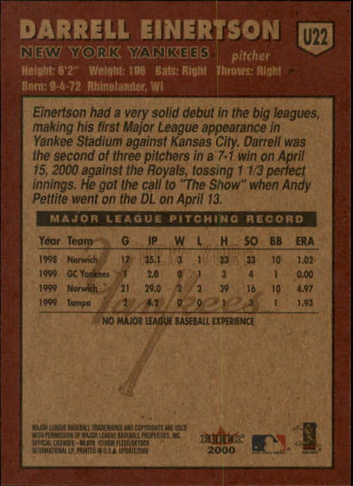 2000 Fleer Tradition Update Baseball "Main Set" Base Cards - Picture 43 of 297