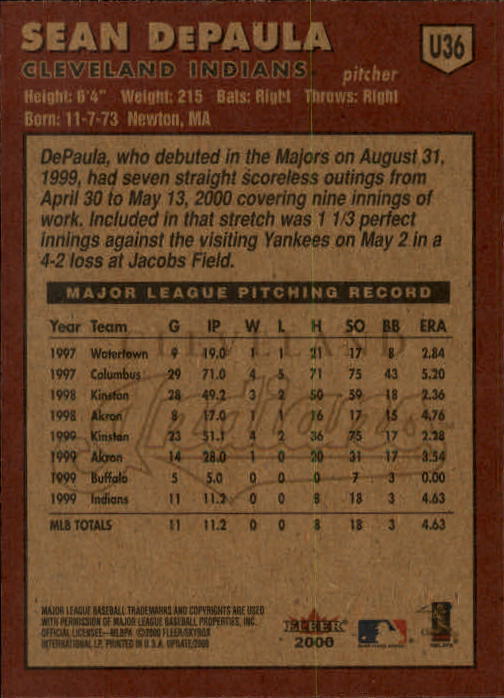 2000 Fleer Tradition Update Baseball "Main Set" Base Cards - Picture 71 of 297