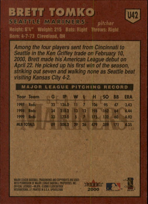 2000 Fleer Tradition Update Baseball "Main Set" Base Cards - Picture 83 of 297