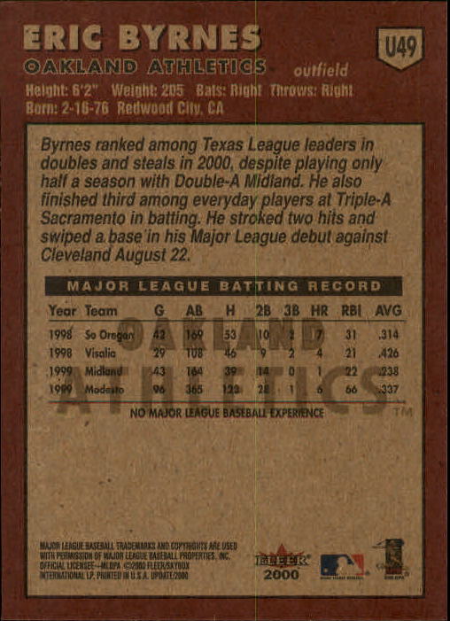 2000 Fleer Tradition Update Baseball "Main Set" Base Cards - Picture 97 of 297