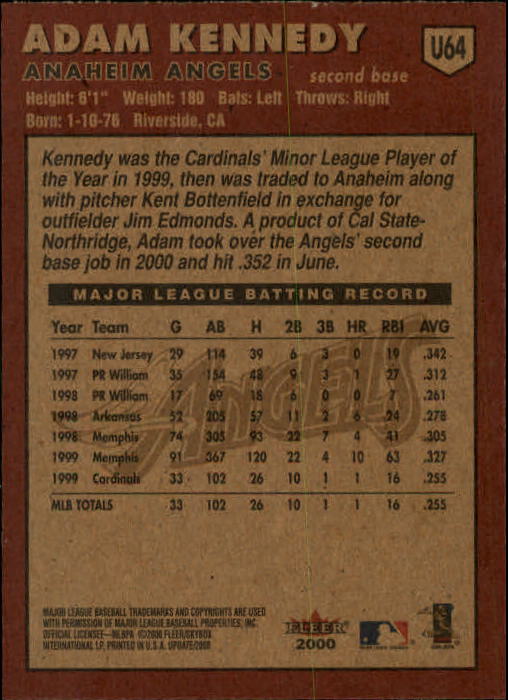 2000 Fleer Tradition Update Baseball "Main Set" Base Cards - Picture 125 of 297