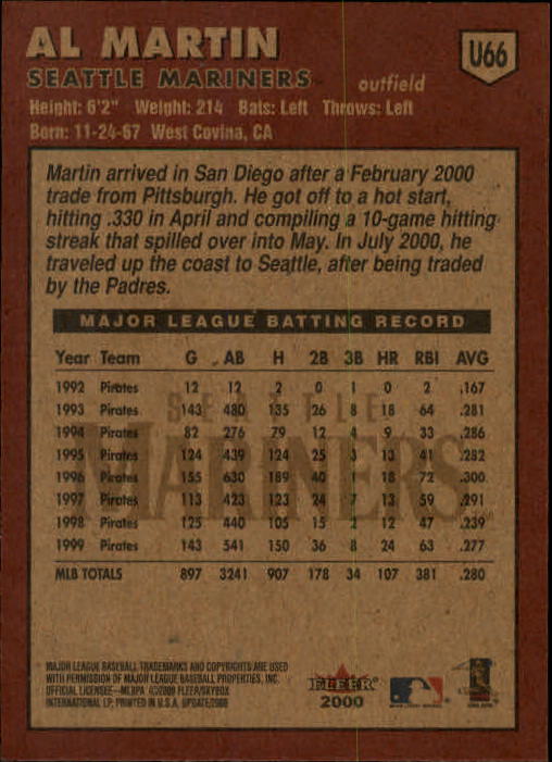 2000 Fleer Tradition Update Baseball "Main Set" Base Cards - Picture 129 of 297