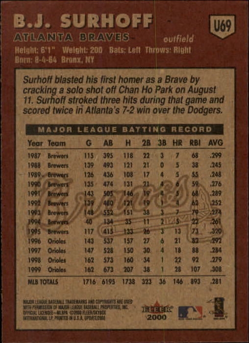 2000 Fleer Tradition Update Baseball "Main Set" Base Cards - Picture 135 of 297