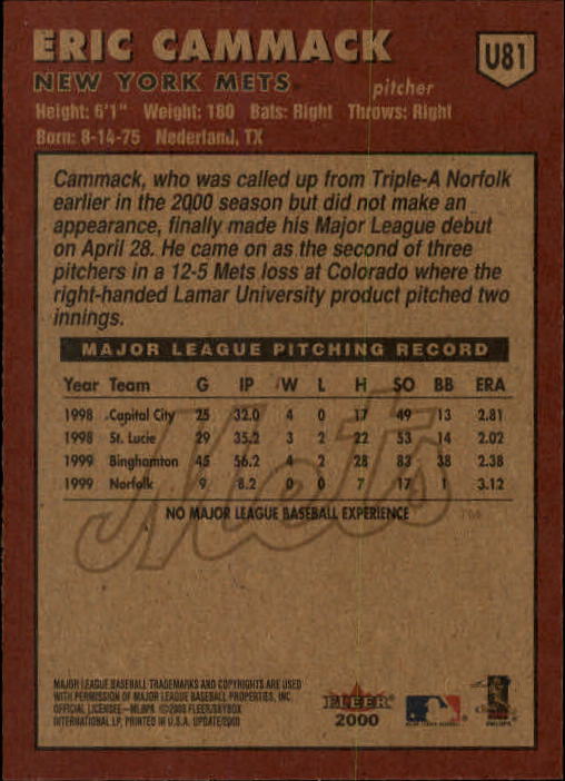 2000 Fleer Tradition Update Baseball "Main Set" Base Cards - Picture 159 of 297