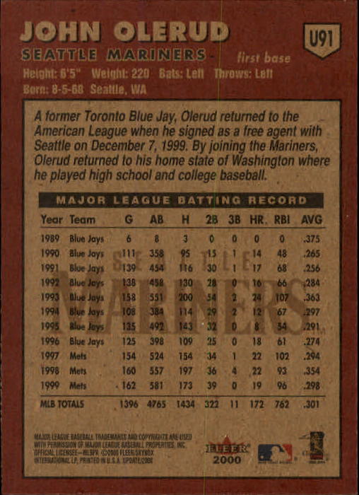 2000 Fleer Tradition Update Baseball "Main Set" Base Cards - Picture 179 of 297