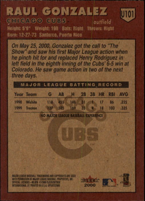 2000 Fleer Tradition Update Baseball "Main Set" Base Cards - Picture 199 of 297
