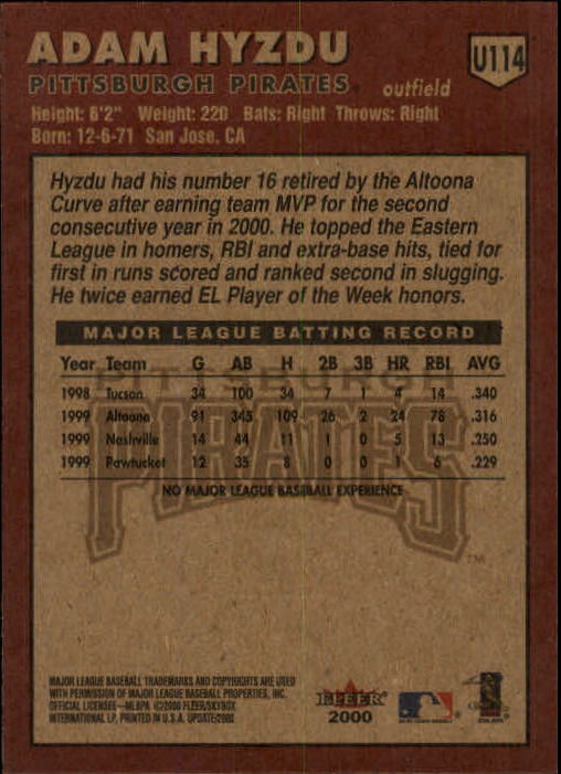 2000 Fleer Tradition Update Baseball "Main Set" Base Cards - Picture 225 of 297