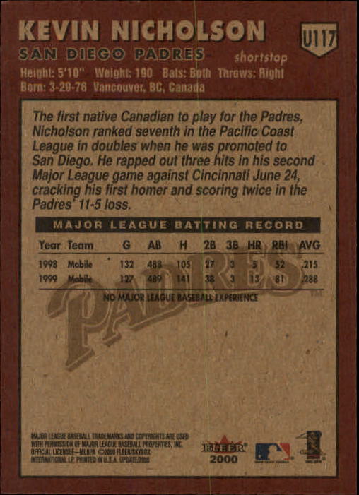 2000 Fleer Tradition Update Baseball "Main Set" Base Cards - Picture 231 of 297