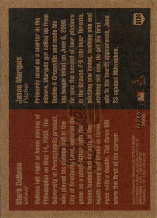 2000 Fleer Tradition Update Baseball "Main Set" Base Cards - Picture 245 of 297