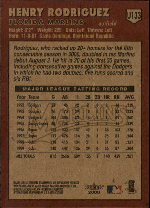 2000 Fleer Tradition Update Baseball "Main Set" Base Cards - Picture 263 of 297