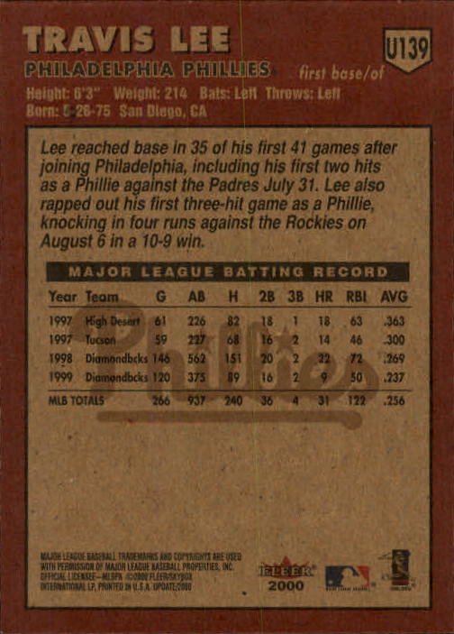 2000 Fleer Tradition Update Baseball "Main Set" Base Cards - Picture 275 of 297