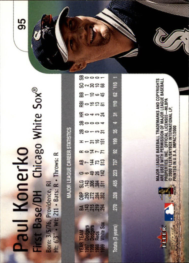 2000 Impact #95 Paul Konerko back image
