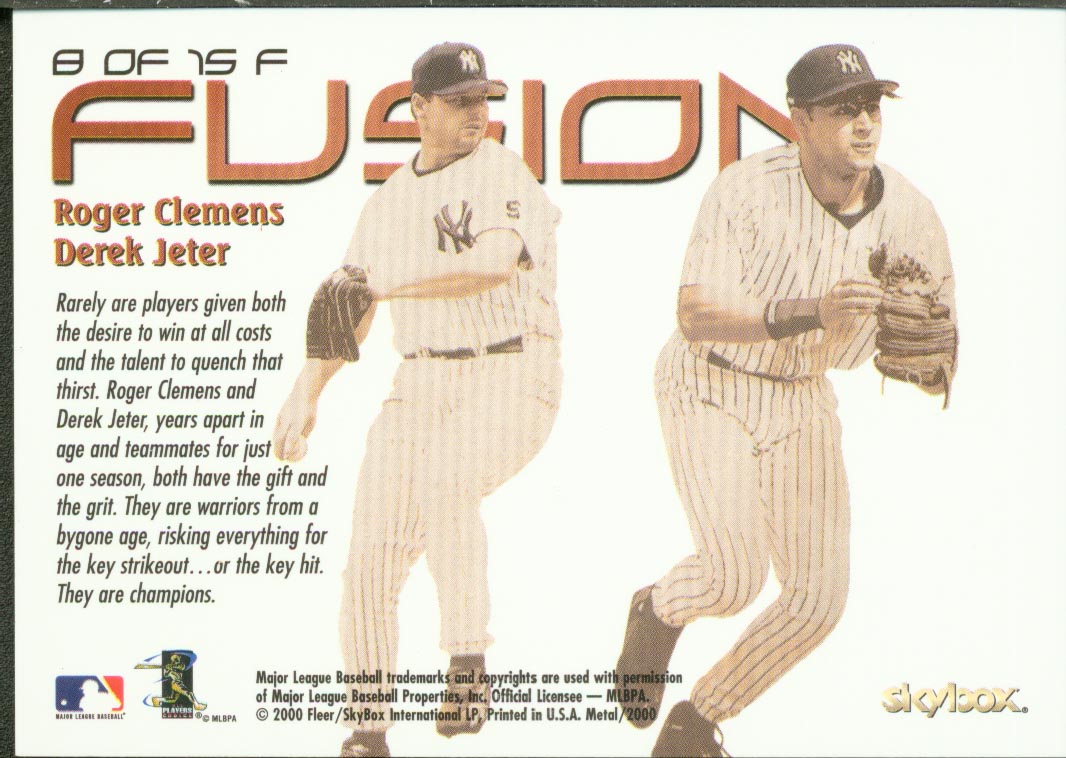 2000 Metal Fusion #F8 R.Clemens/D.Jeter back image