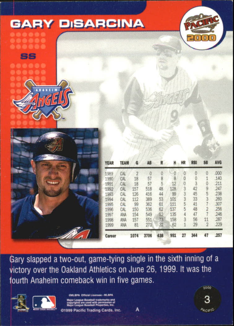 2000 Pacific Ruby #3 Gary DiSarcina back image