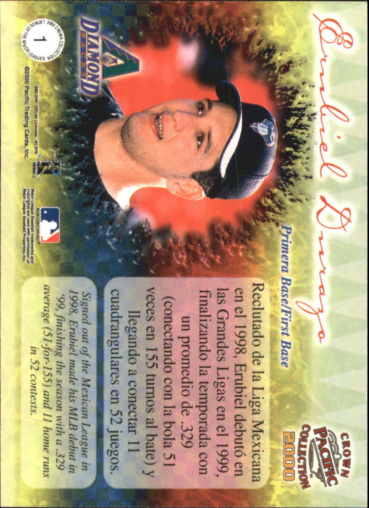 2000 Pacific Crown Collection Latinos of the Major Leagues #1 Erubiel Durazo back image