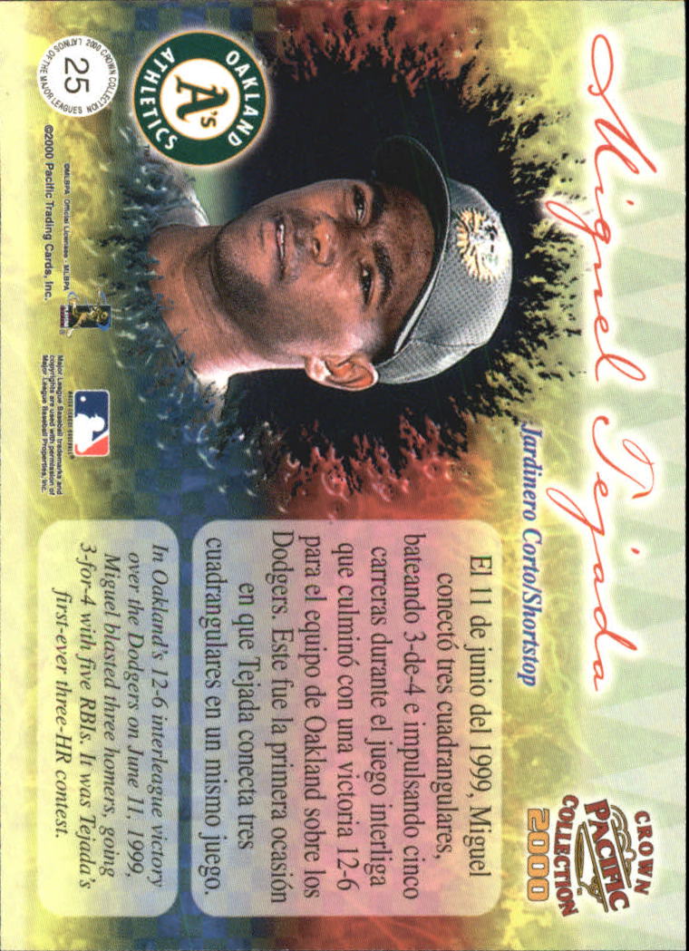 2000 Pacific Crown Collection Latinos of the Major Leagues #25 Miguel Tejada back image