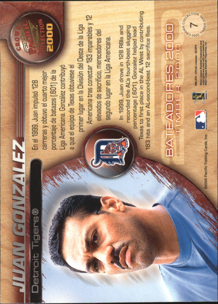 2000 Pacific Crown Collection Timber 2000 #7 Juan Gonzalez back image