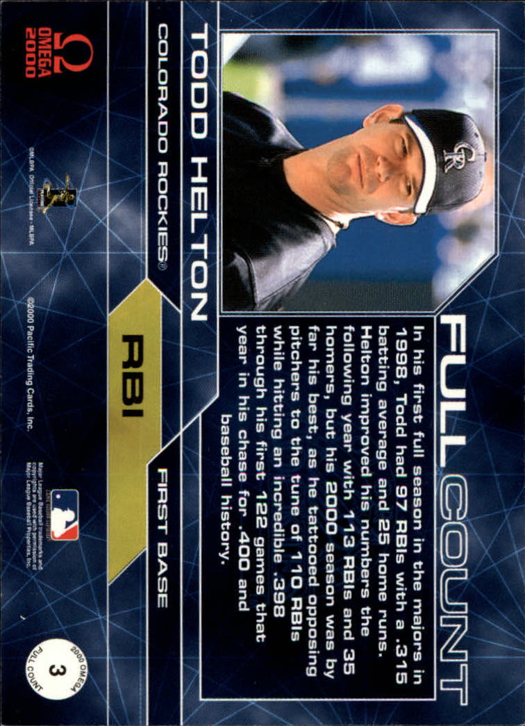 2000 Pacific Omega Full Count #3 Todd Helton back image