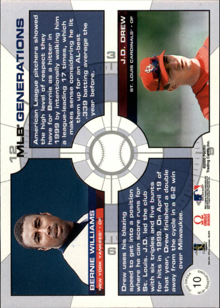 2000 Pacific Omega MLB Generations #10 B.Williams/J.Drew back image