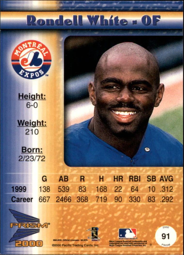 2000 Pacific Prism Drops Silver #91 Rondell White back image