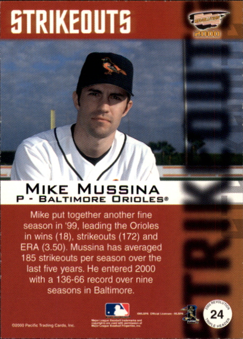 2000 Revolution Triple Header #24 Mike Mussina back image