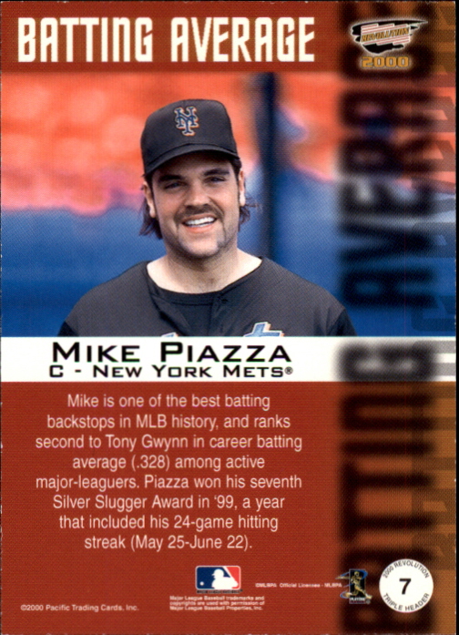 2000 Revolution Triple Header Silver #7 Mike Piazza back image