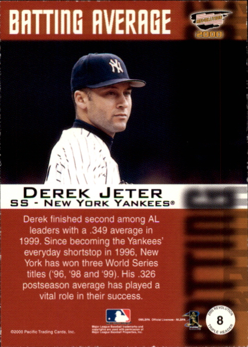 2000 Revolution Triple Header Silver #8 Derek Jeter back image