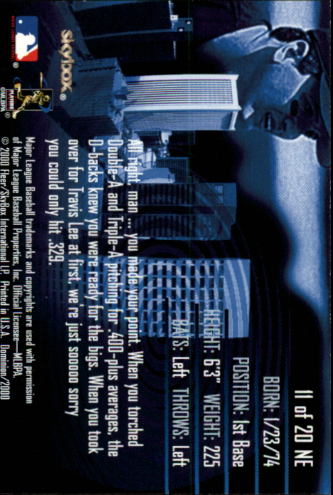 2000 SkyBox Dominion New Era #11 Erubiel Durazo back image