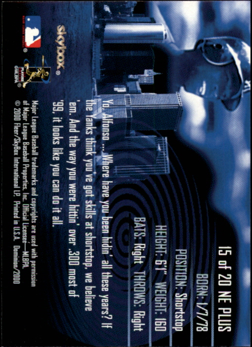 2000 SkyBox Dominion New Era Plus #15 Alfonso Soriano back image