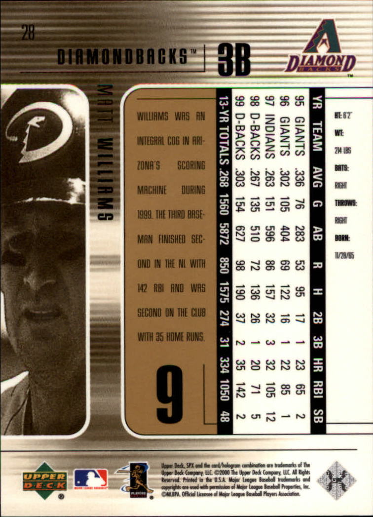 2000 SPx #28 Matt Williams back image