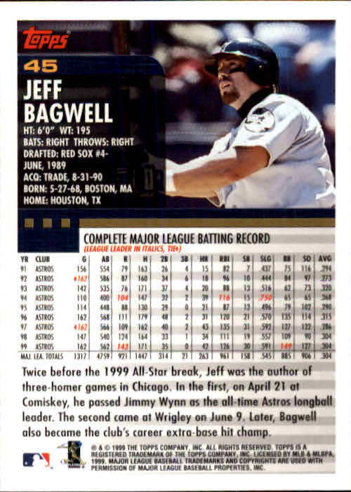 2000 Topps #45 Jeff Bagwell back image