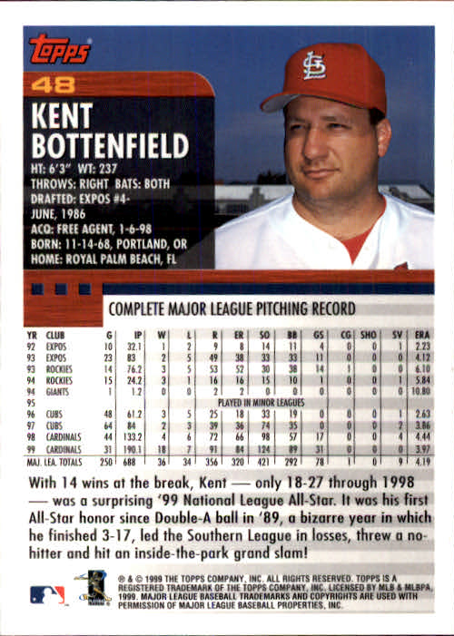 2000 Topps #48 Kent Bottenfield back image