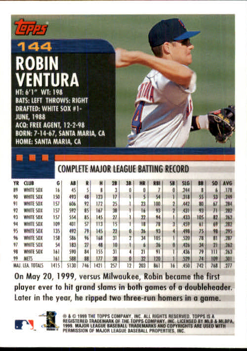 2000 Topps #144 Robin Ventura back image